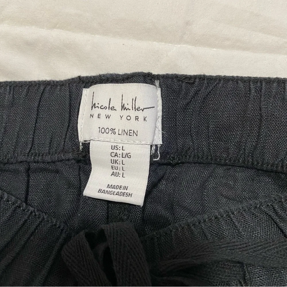 Nicole Miller Black Linen Cargo Pants - Picture 9 of 9